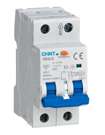 Chint Jordfeilautomat elektronisk 2pol 13A C-kar Type A 30mA 10kA - 1604545