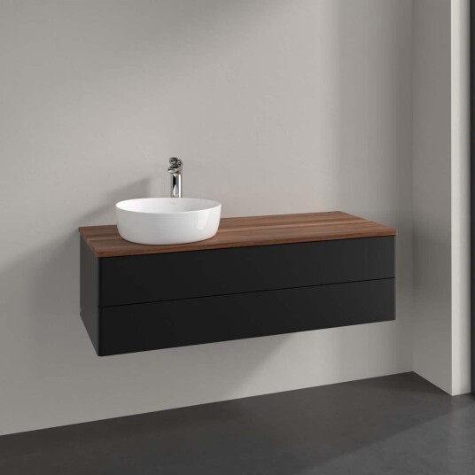 Villeroy & Boch Antao Servantskap med 2 skuffer 120x50x36 cm m/lys Sort Matt/Valnøtt Villeroy & Boch Antao Servantskap med 2 skuffer 120x50x36 cm m/lys Sort Matt/Valnøtt