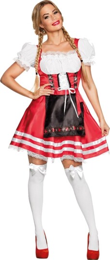 Rødt Oktoberfestkostyme til Dame