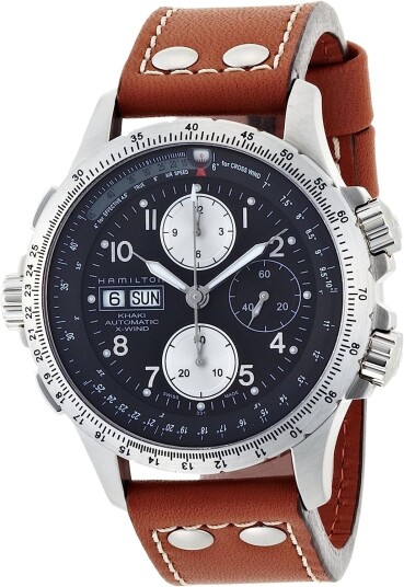 Hamilton Herreklokke H77616533 Khaki X Wind Sort/Lær Ø44 mm