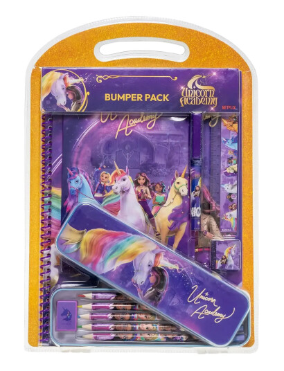 Einhorn Unicorn Academy, Bumper Sæt Med Tinæske, Notesbog - Purple - ONE SIZE
