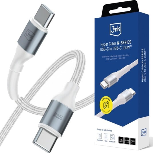 Usb-Kabel 3Mk Usb-C Usb-C 2 M Hvit 3Mk17774 Usb-Kabel 3Mk Usb-C Usb-C 2 M Hvit 3Mk17774