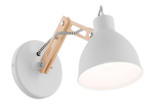 Euluna Vegglampe Skansen, justerbar trearm, hvit