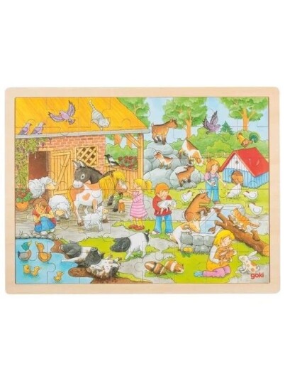 Goki Wooden Jigsaw Puzzle Petting Zoo 48 pcs. Tre