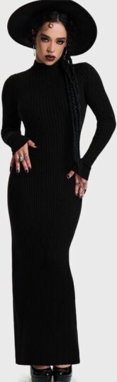 KIHILIST by KILLSTAR   Goth Lang kjole   SKULTRA KNIT MAXI DRESS   XS til XXL   Damer   svart