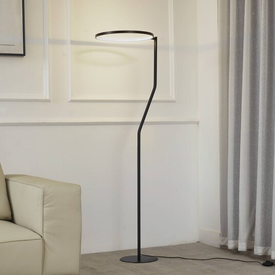 Lindby LED-gulvlampe Rayon svart metall høyde 150,3 cm