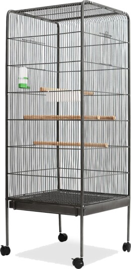 Fuglebur Svart 54X54X146 cm Stål Fuglebur Svart 54X54X146 cm Stål