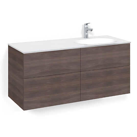 Macro Design Crown Servantskap 4-skuff - med Høyre Glasservant 120cm Brun ask / Plain Glass Edge Hvit Macro Design Crown Servantskap 4-skuff - med Høyre Glasservant 120cm Brun ask / Plain Glass Edge Hvit