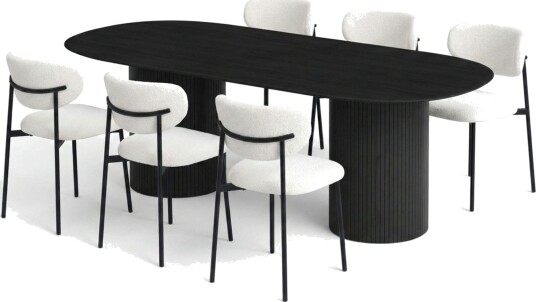Kopparbo spisegruppe oval 220 cm svart med 6 Lucy spisestoler Svart Kopparbo spisegruppe oval 220 cm svart med 6 Lucy spisestoler Svart