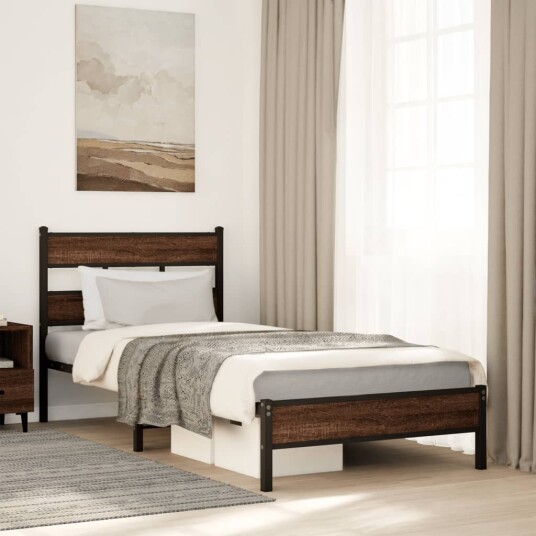  Sengeramme uten madrass brun eik 90x190 cm konstruert tre 8721158378897