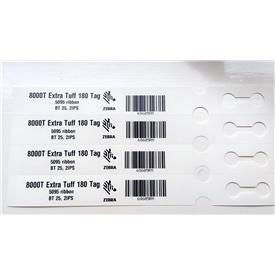 ZEBRA Tag 8000T Extra Tuff 180 Tag 4x 25x229mm 2000 tags/roll 1 roll/box 76mm Core Out ? 200mm