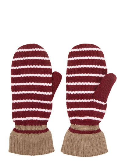 Becksöndergaard Thin Striped Emerald Mittens - Red - S/M