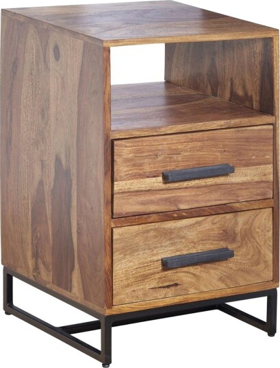 Nattbord Wohnling Heltre for kontinentalsenger med 2 skuffer oppbevaringshylle landlig stil -