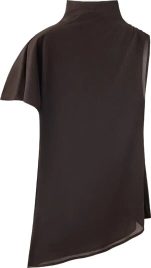 Mango Asymmetrical Top With Rhinestones - DARK BROWN - XS