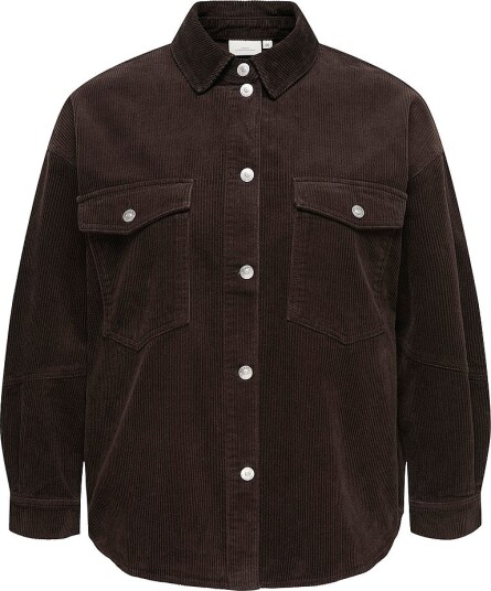 Only Carmakoma Manchester skjorte Cartiggy L/S Cord Shacket Pnt Brun