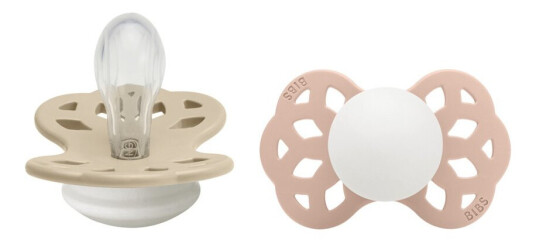 BIBS Pacifier Infinity Symmetrical Silicone Vanilla Glow/Blush Gl