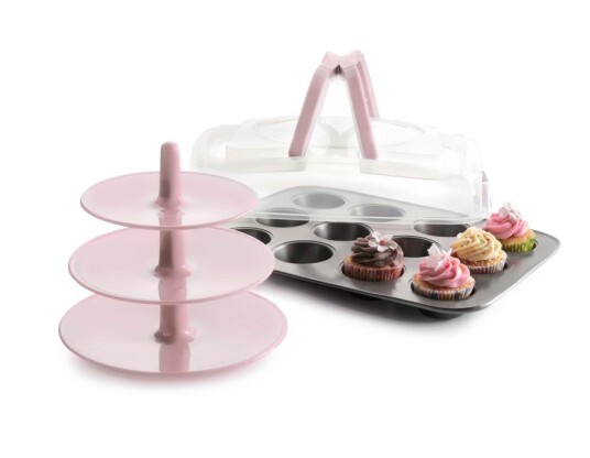 Muffinsbrett M/lokk Og Muffinsstativ Muffinsbrett M/lokk Og Muffinsstativ
