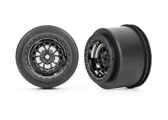 Traxxas 9473X Wheels Rear Black Chrome 2 Drag Slash