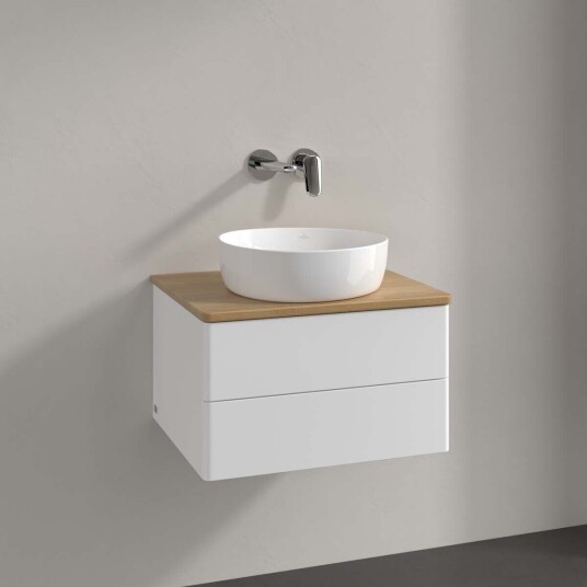 Villeroy & Boch Antao Servantskap med 2 skuffer 60x50x36 cm u/lys Hvit Matt/Eik
