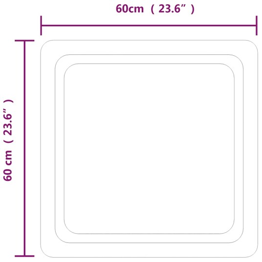 vidaXL Baderomsspeil med LED 60x60 cm