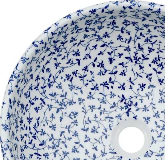 vidaXL Benkeservant hvit og blå rund Φ41x14 cm keramikk vidaXL Benkeservant hvit og blå rund Φ41x14 cm keramikk