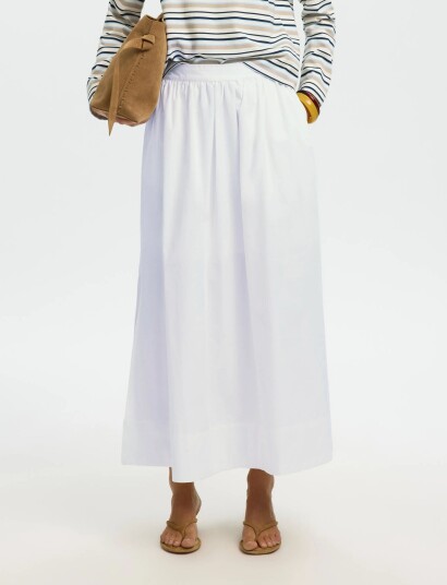 Selected Slwblair Hw Ankle Slit Skirt Noos White 44
