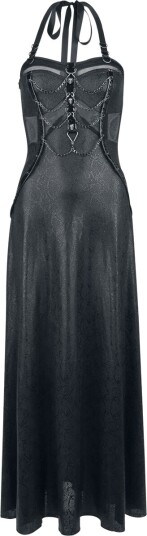 Devil Fashion Goth Lang kjole Punk Style Glial Patterned Fabric Neck Hanging Dress XS til 3XL Damer svart