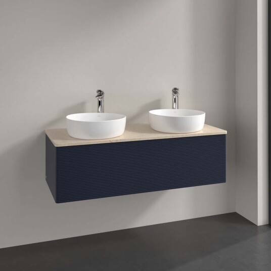 Villeroy & Boch Antao Servantskap med 1 skuff 120x50x36 cm u/lys Blå Matt/Crème Villeroy & Boch Antao Servantskap med 1 skuff 120x50x36 cm u/lys Blå Matt/Crème