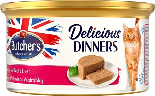 Butcher'S Våtfôr Megapakke Med Delicious Dinners Og Lever Oksekjøtt 48 X 85 G