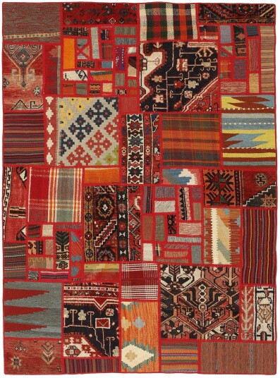 Håndknyttet. Opphav: Persia Kelim Patchwork Teppe 140x200