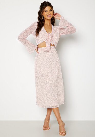 BUBBLEROOM Sharon knot blouse Coral / Patterned S