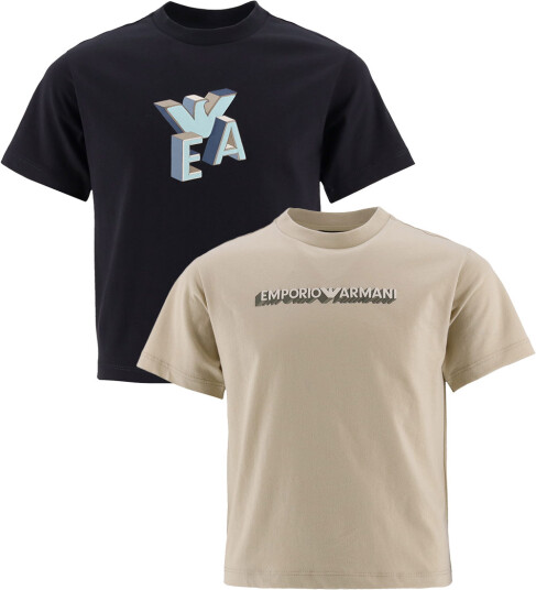 Giorgio Armani Emporio Armani T skjorte 2 pack Svart/Beige m. Trykk Emporio Armani 7 år 122 T skjorte
