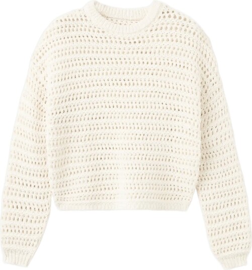 Mango Teen Long Sleeved Crochet Sweater   Cream   L