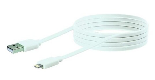 SCHWAIGER USB 2.0 Kabel Apple Lightning 2,0m Flachkabel weiß