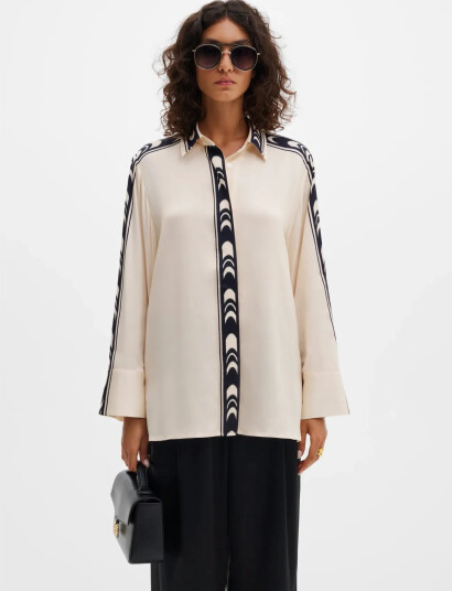 Malina Meya Wide Fit Printed Shirt - Cream - XL Malina Meya Wide Fit Printed Shirt - Cream - XL