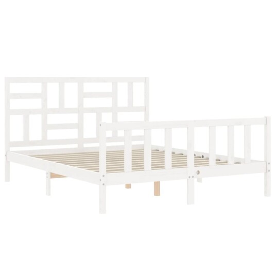 vidaXL Sengeramme med hodegavl hvit 5FT King Size heltre 8720845982522