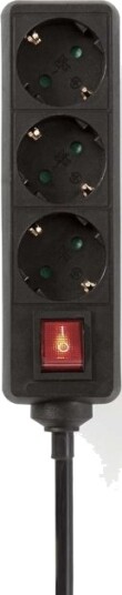 Nedis 3 veis skjøtekontakt 1.5m sort ESOC315F2BK Nedis 3 veis skjøtekontakt 1.5m sort ESOC315F2BK