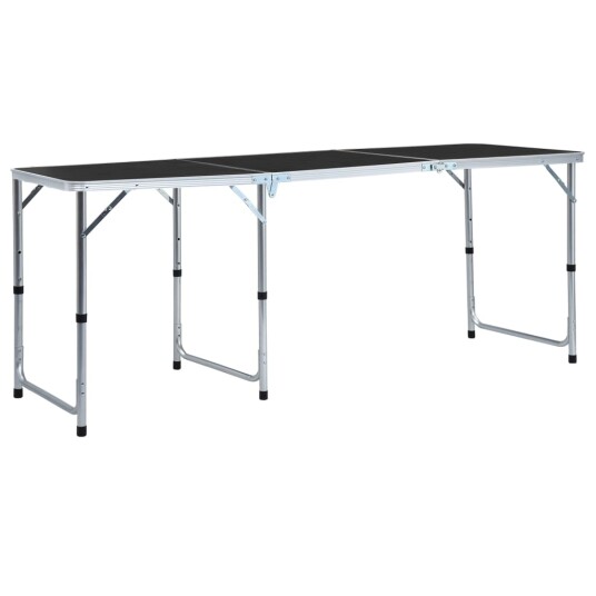 Sammenleggbart campingbord grå aluminium 180x60 cm