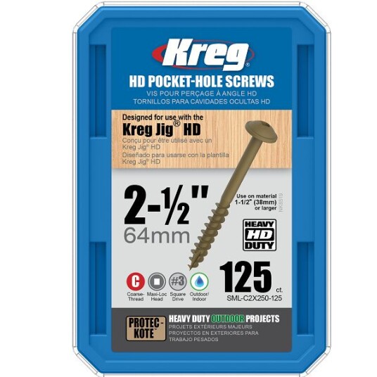 Kreg SML-C2X250-125 Skrue 64 mm 125-pakning Innfesting
