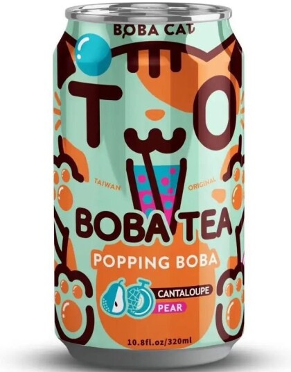 Boba Cat Cantaloupe Pear Popping Bubble/Boba Tea 320 ml Taiwan