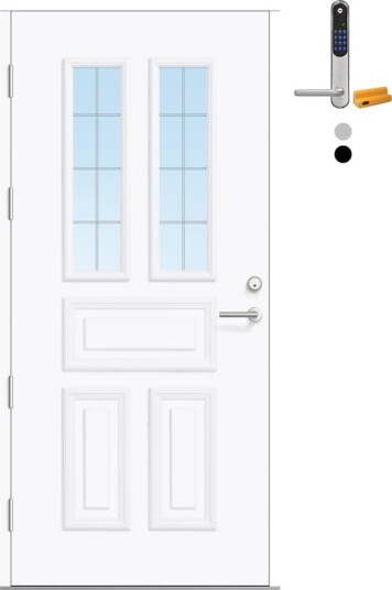Ytterdør Bygg1 Fjord 04 Slipt Glass med Yale Doorman Classic Home
