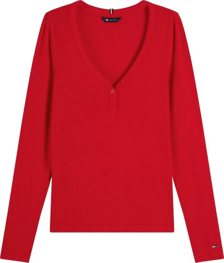 Tommy Jeans Tjw Slim Henley Ls Top Red M