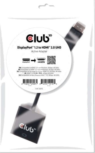 CLUB3D DisplayPort 1.2 til HDMI 2.0 UHD aktiv adapter