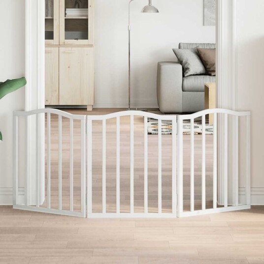 Vidaxl Hundeport Sammenleggbar 3 Paneler Hvit 150 cm Poppeltre