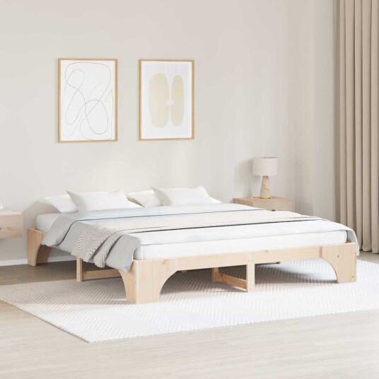Senge ramme Naturlig Solid furu 200 x 200 cm Minimalistisk Senge ramme Naturlig Solid furu 200 x 200 cm Minimalistisk