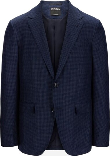 Zegna Formal Wool Blend Jacket - Blue Navy Check Blå 50 Zegna Formal Wool Blend Jacket - Blue Navy Check Blå 50