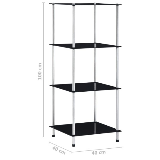 vidaXL Hylle 4 etasjer svart 40x40x100 cm herdet glass vidaXL Hylle 4 etasjer svart 40x40x100 cm herdet glass
