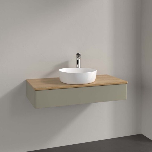 Villeroy & Boch Antao Servantskap med 1 skuff 100x50x19 cm m/lys Steingrå/Eik Villeroy & Boch Antao Servantskap med 1 skuff 100x50x19 cm m/lys Steingrå/Eik
