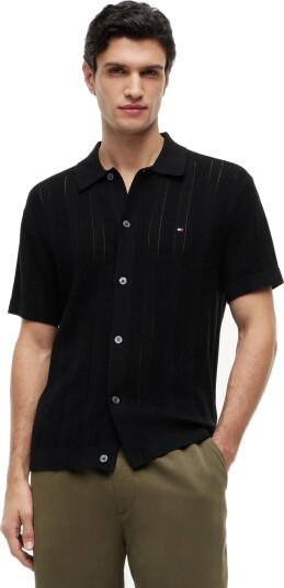Tommy Hilfiger Pointelle Structure Ss Shirt Black XXL Tommy Hilfiger Pointelle Structure Ss Shirt Black XXL
