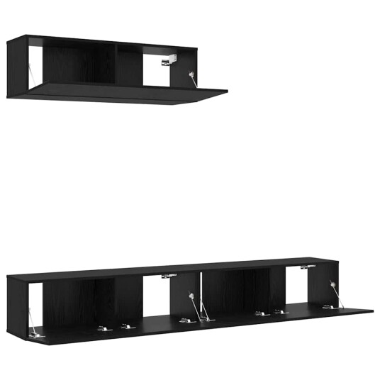  TV skapsett 3 pcs Svart eik 200 x 30 x 30 cm Konstruert tre